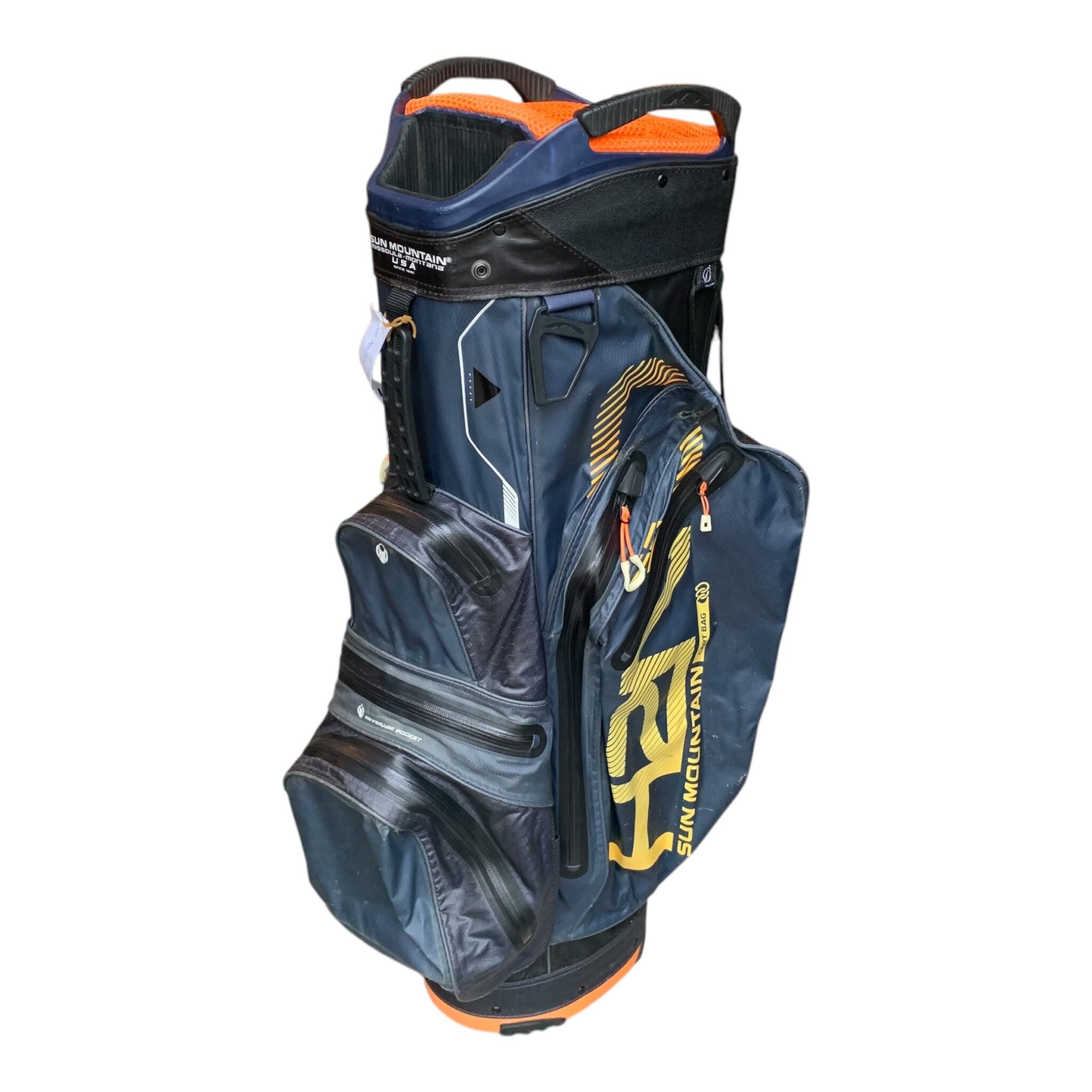 Sun Mountain H2NO Cartbag - Navy/Orange / 15-fach / Mit Regenschutz